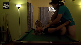 Horny Wife With Big Boobs Gets A Hard Blowjob On Pool Table