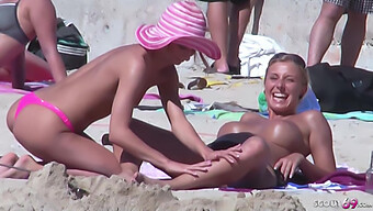 Lesbian Teens Caught At The Beach