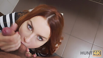 Burgundy-Haired Hunt4k Teen Engages In Public Bathroom Group Sex While Boyfriend Watches