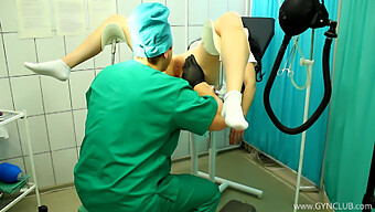 Examining A Dirty Brunette On A Gynecological Chair