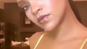 Ebony Beauty Rihanna Flaunts Her Big Bra And Cleavage On Camera