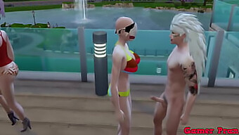 Hinata E Le Sue Amiche Vengono Sorprese In Un Caldo Trio In Piscina