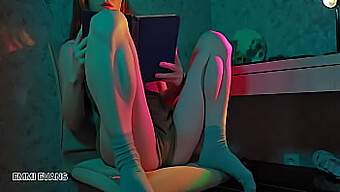 A Redhead Chick Gets Turned On While Reading And Goes Wild