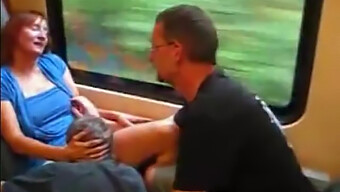 German Amateur Threesome On The Train