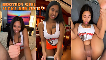 Une Serveuse Plantureuse De Hooters Profite Du Sexe En Levrette Et En Cowgirl.