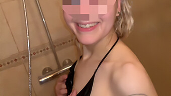 Amateur Teen With Big Tits Gets Deepthroated And Takes A Shower