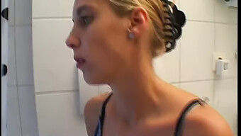 Teen (18+) Blonde Masturbates And Pisses In Bathroom