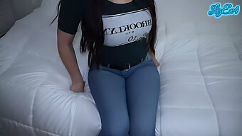 18-Year-Old Girl'S Big Butt With Tight Jeans And Real Orgasm