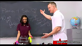 Brown-Haired Cheerleader Gets Rough Treatment From Her Gym Teacher