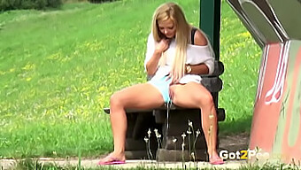 Outdoor Peeing By Blonde Amateur