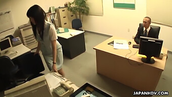 18+ Asian Babe Gets Fucked On The Office Table