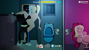 Cartoon Sex Animation Of A Man Having Anal Intercourse With A Prostitute In A Nightclub Restroom